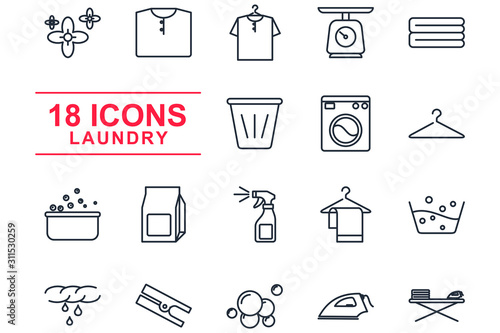 Laundry set Icons template color editable. Laundry symbol vector sign isolated on white background illustration for graphic and web design.