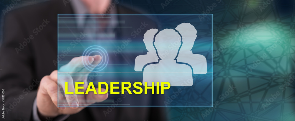 Man touching a leadership concept Man touching a leadership concept