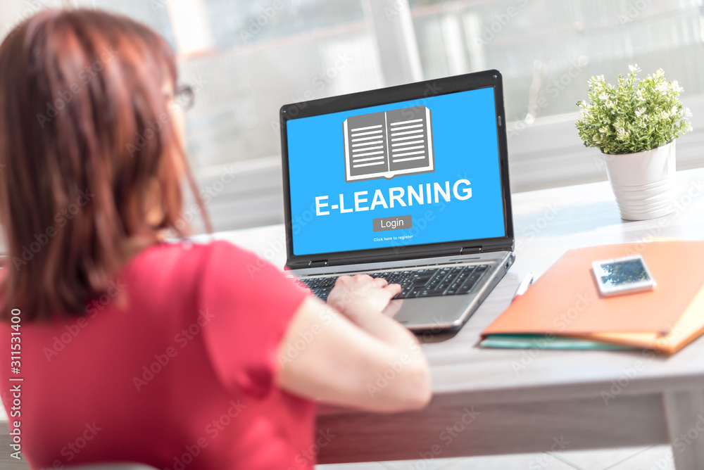 E-learning concept on a laptop screen E-learning concept on a laptop screen