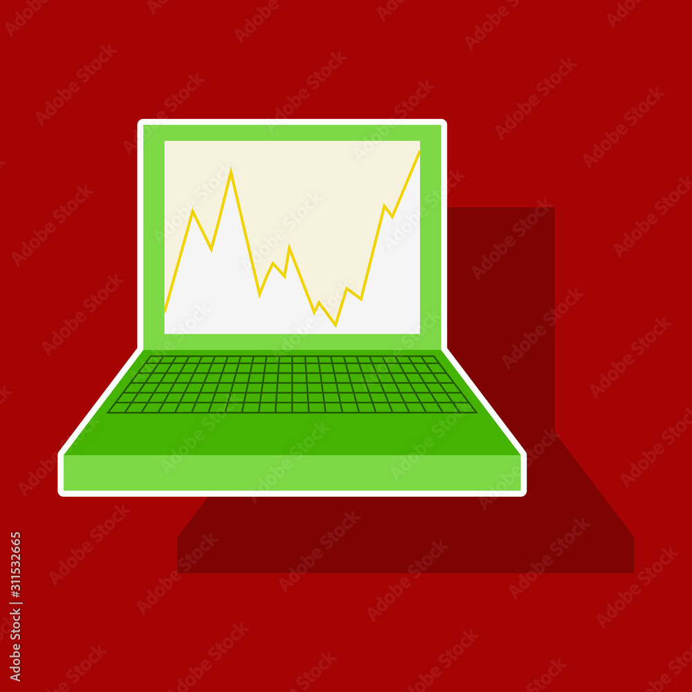 paper sticker on theme Arabic business graph on computer paper sticker on theme Arabic business graph on computer