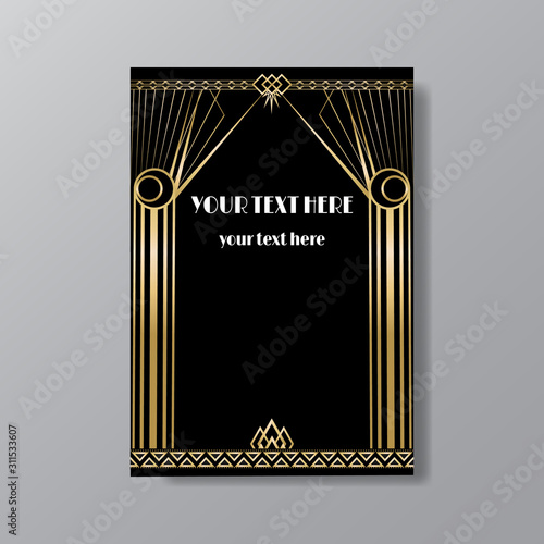 Wallpaper Mural Art Deco elegant page template, retro  style,stars and the lights, geometric vintage pattern with lines golden. Torontodigital.ca