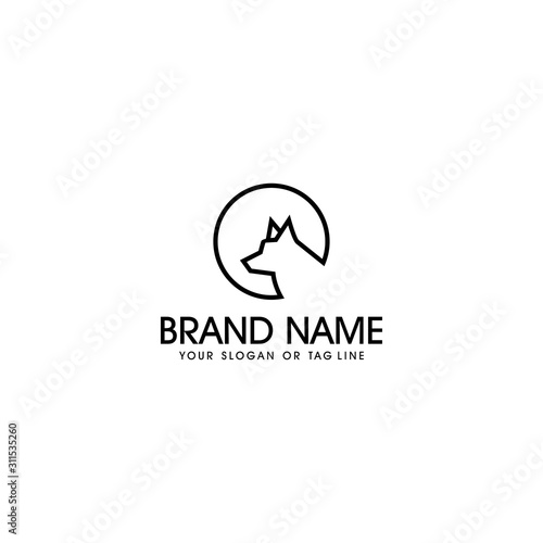 wolf design logo vector line art