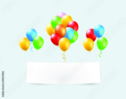 Color Glossy Balloons Banner Background . Isolated Vector Elements