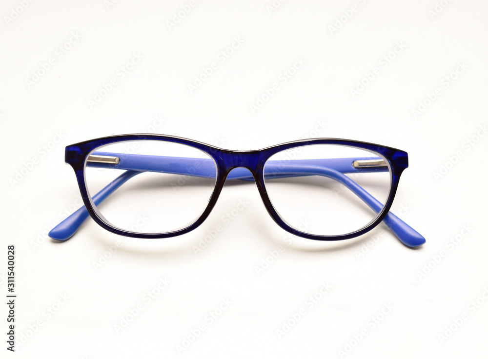 eyewear isolated on white background, black and blue spectacle eyewear isolated on white background, black and blue spectacle