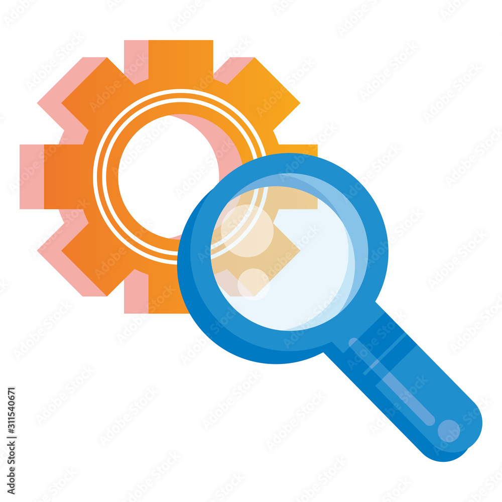 search magnifying glass with gear search magnifying glass with gear