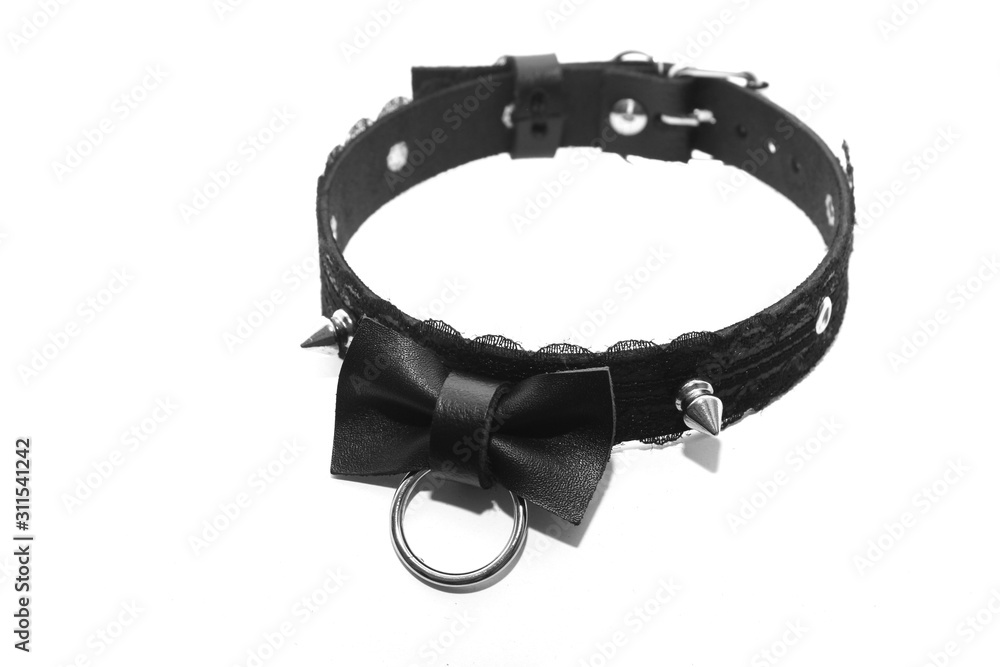 Butterfly leather collar isolated on white background Butterfly leather collar isolated on white background