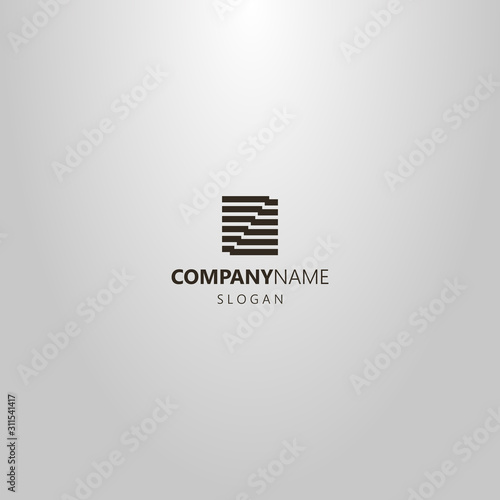 black and white simple abstract vector logo of separated lines stairs in rectangular construction