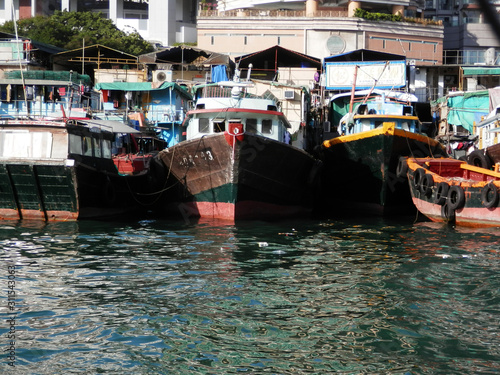 Fishing vessels in Aberdeen harbor, Hong Kong Island