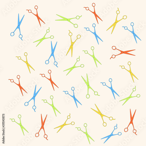Scissors pattern in vintage colors. Vector illustration in retro style.