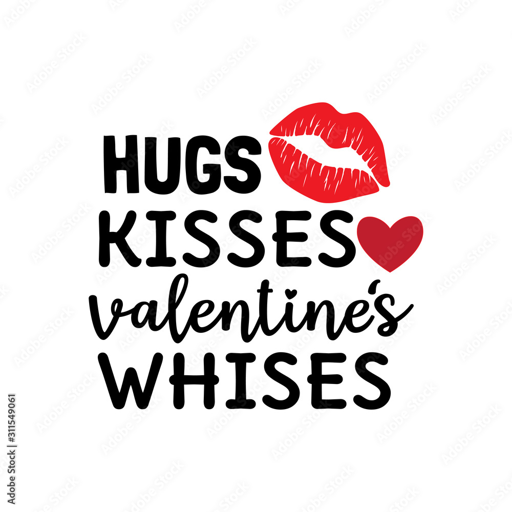 hugs kisses valentine&rsquo;s wishes with lip stamp valentine theme graphic