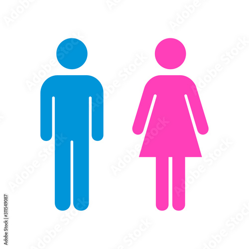Man and Woman icon flat vector stock illustration, isolated colored sign. EPS 10