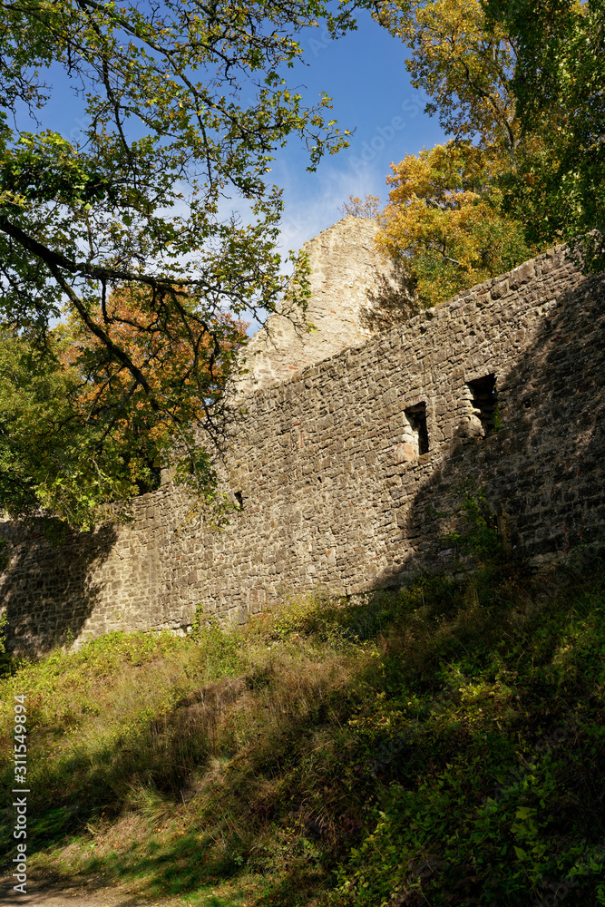 Burgruine Homburg und Naturschutzgebiet Ruine Homburg,Unterfranken, Franken, Bayern, Deutschland