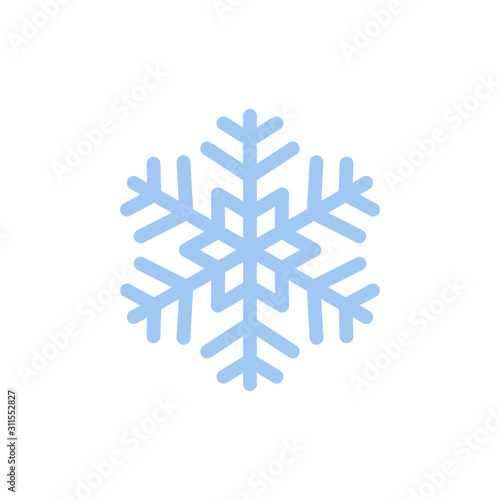 Snowflake blue vector icon isolated on white background