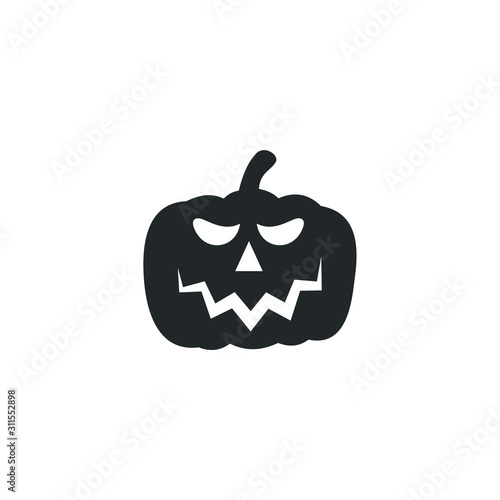 Jack O Lantern, Halloween pumpkin icon template color editable. Flat Halloween pumpkin symbol vector sign isolated on white background illustration for graphic and web design.