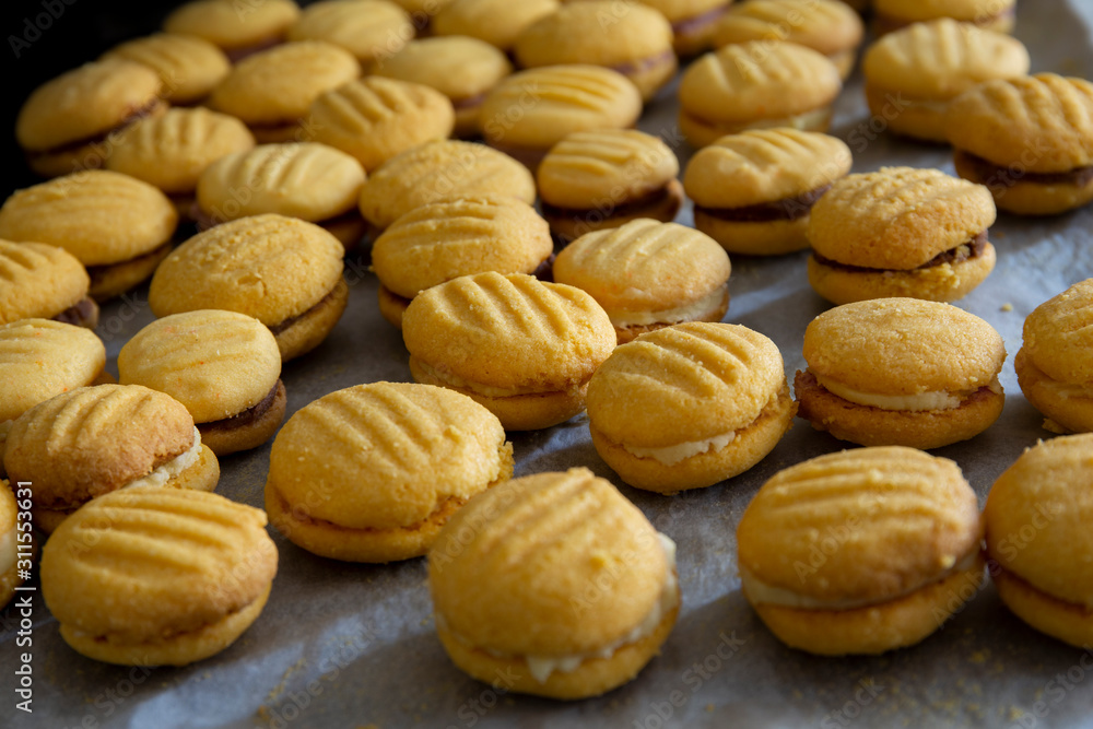 Stack of melting moment cookies Stack of melting moment cookies