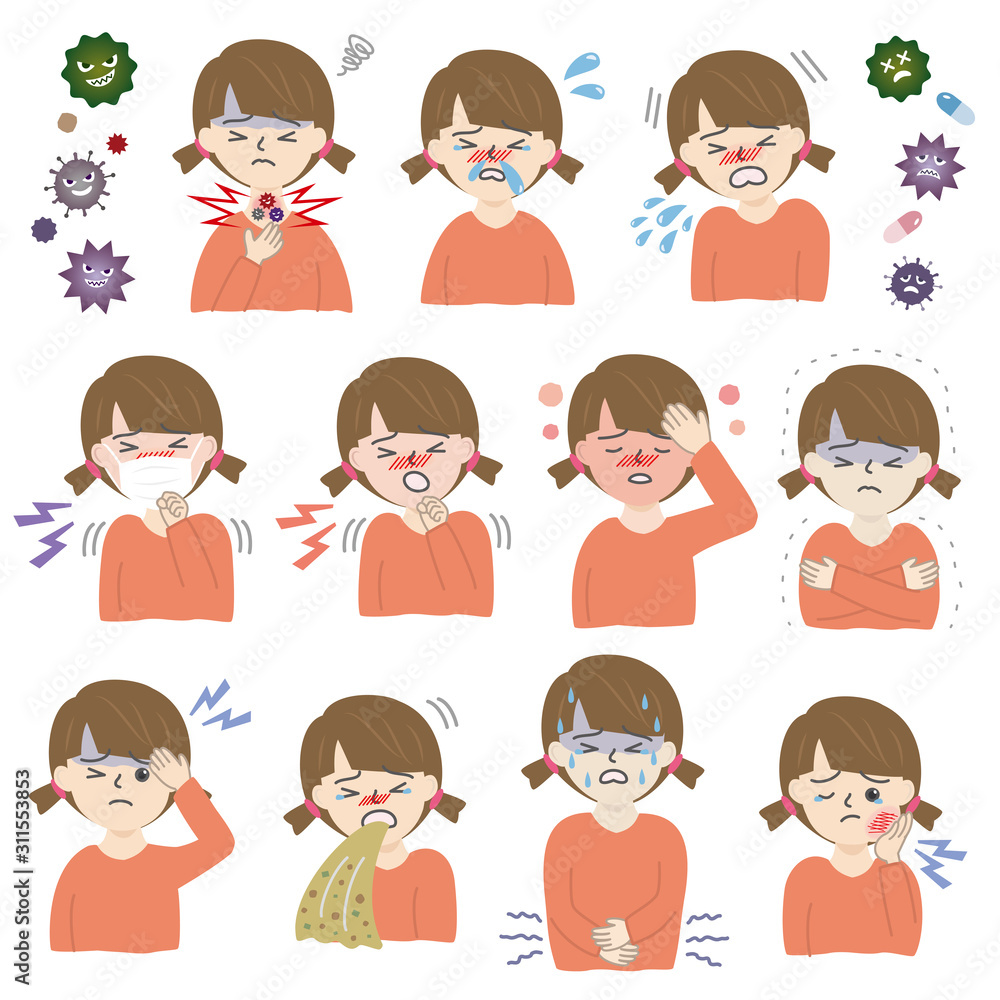 体調不良セット 女の子 子供 Poor physical condition cold child girl 体調不良セット 女の子 子供 Poor physical condition cold child girl