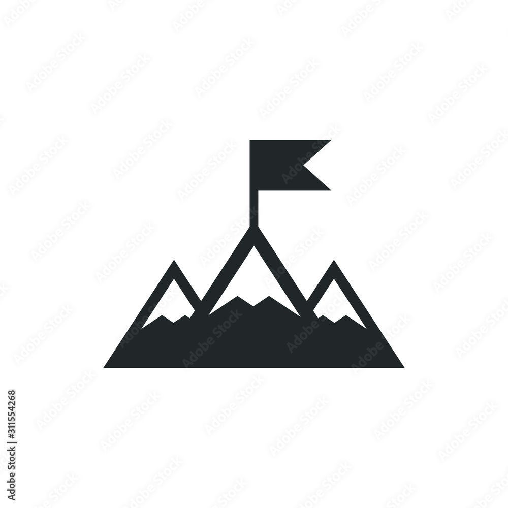 mountain with flag icon template color editable. mountain with flag symbol vector sign isolated on white background illustration for graphic and web design. mountain with flag icon template color editable. mountain with flag symbol vector sign isolated on white background illustration for graphic and web design.