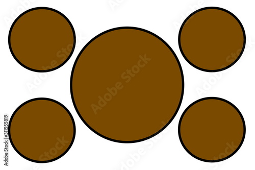 Brown Circular Banners, Black Border and White Background. Use for Illustration purpose, background, website, businesses, presentations, Product Promotions.. Empty Circles for Text, Data Placement.
