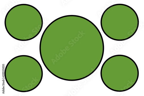 Green Circular Banners, Black Border and White Background. Use for Illustration purpose, background, website, businesses, presentations, Product Promotions.. Empty Circles for Text, Data Placement.
