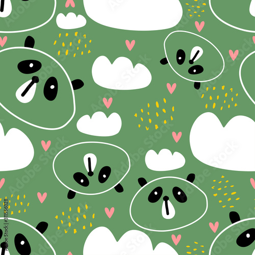 Cute panda seamless pattern...