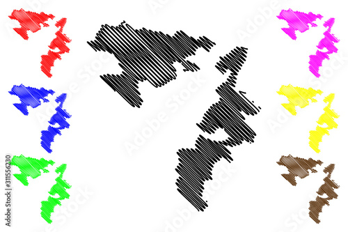 Republika Srpska (Bosnia and Herzegovina, BiH, Bosnia–Herzegovina) map vector illustration, scribble sketch Srpska map