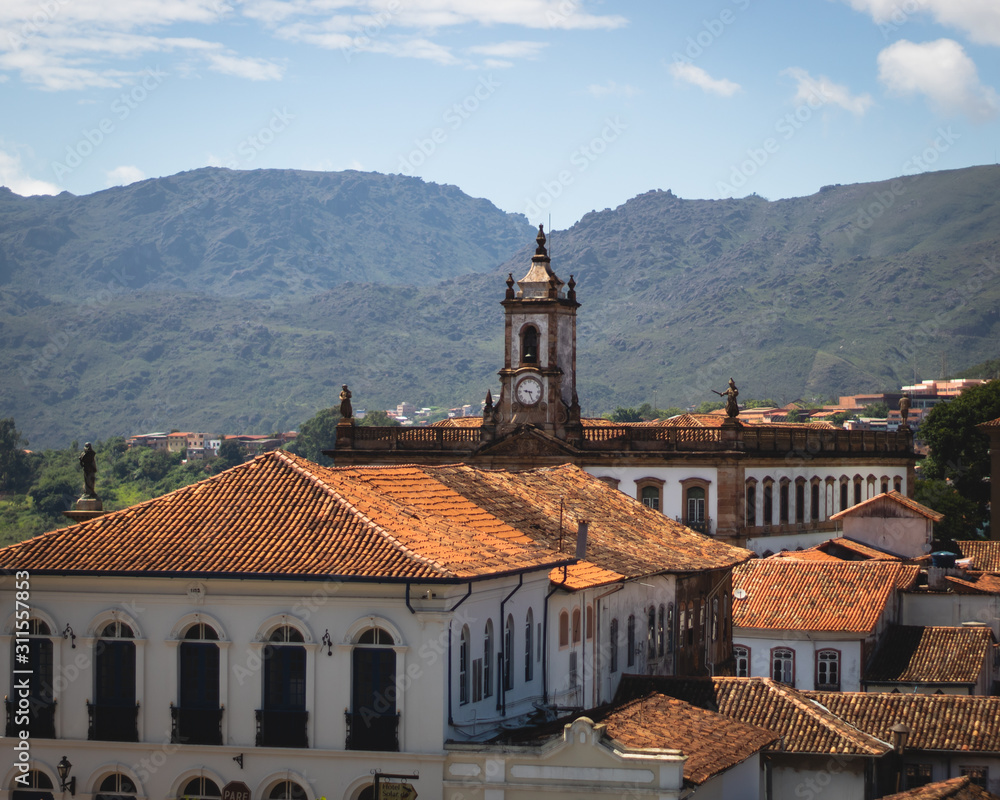 Fototapeta premium Ouro Preto, Minas Gerais, Brazil: The famous Churchs on Ouro Preto Brazil, some Rococo Catholic churchs in Ouro Preto, Brazil in a beautiful day