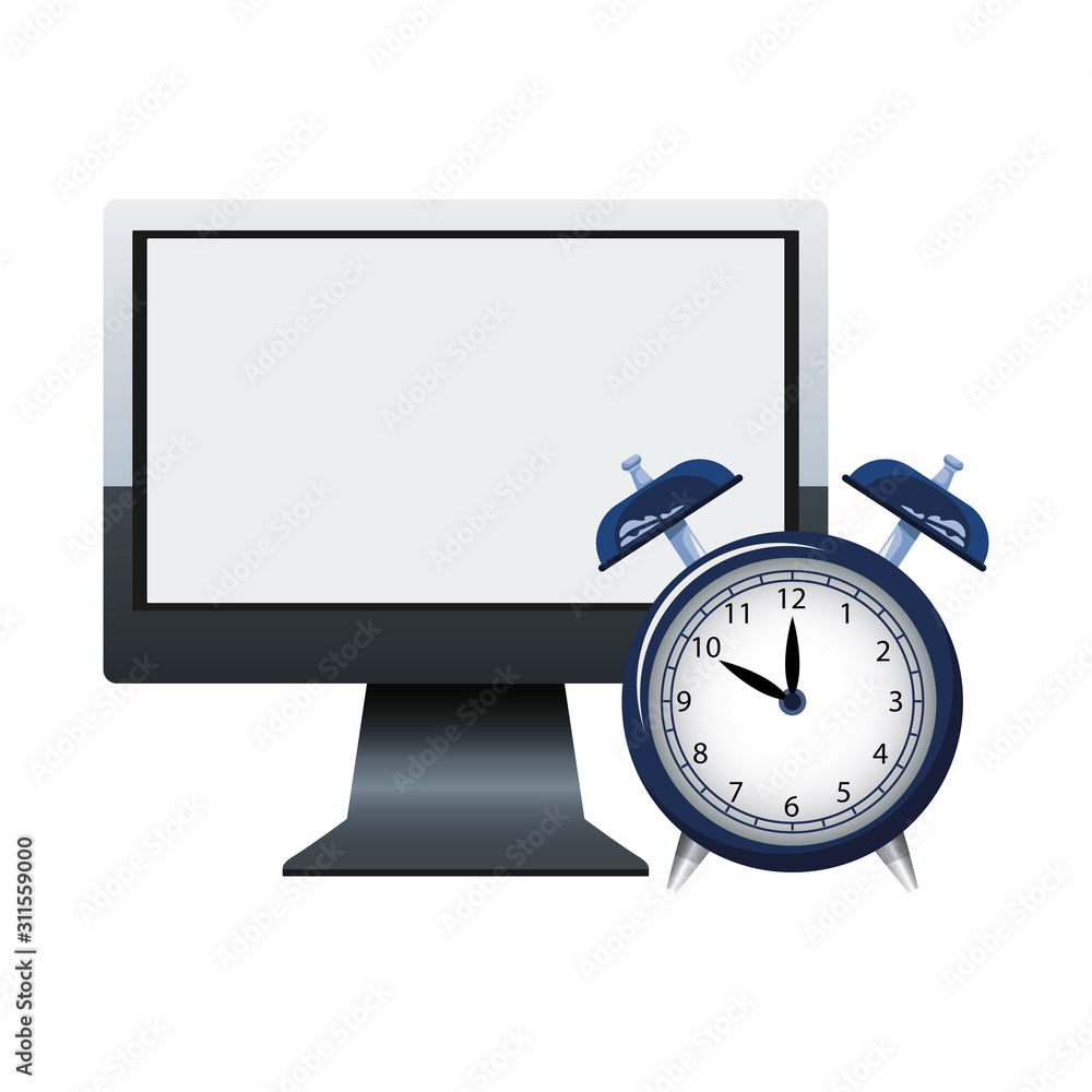 Vettoriale Stock computer and alarm clock icon, colorful design | Adobe  Stock