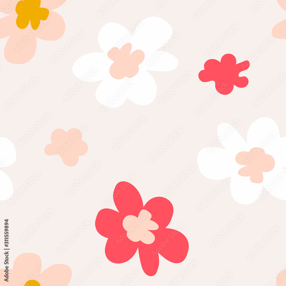 Vector floral design for kids. Seamless pattern with cute flowers Vector floral design for kids. Seamless pattern with cute flowers