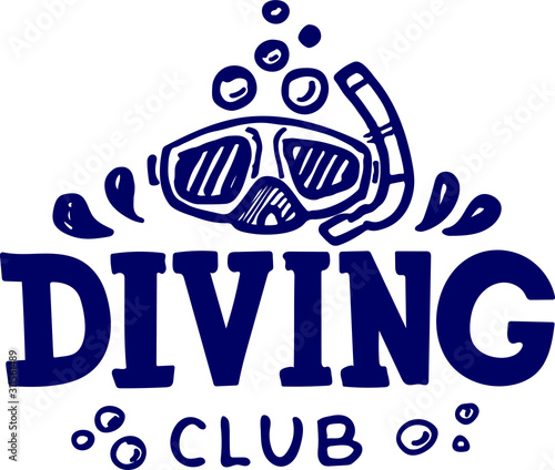 diving club and diving school design. Concept for shirt or logo, print, stamp or tee. Vector illustration. EPS 10