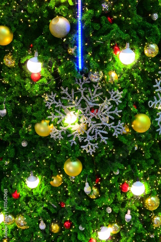 beautiful snowflake led and light ball decoration on christmas tree ornament