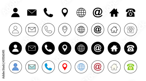 Web icon set. Contact us icons. web icons set for computer. website and mobile apps