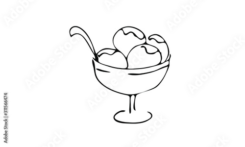 Hand-drawn ICECREAM . sweet food ice Doodle art. use as clip art, print on clothes, packaging, postcards or website