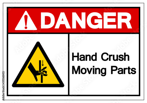 Danger Hand Crush Moving Parts Symbol Sign, Vector Illustration, Isolate On White Background Label .EPS10