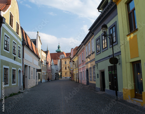 Streets of Old Town in Ceske Budejovic  Czech Republic