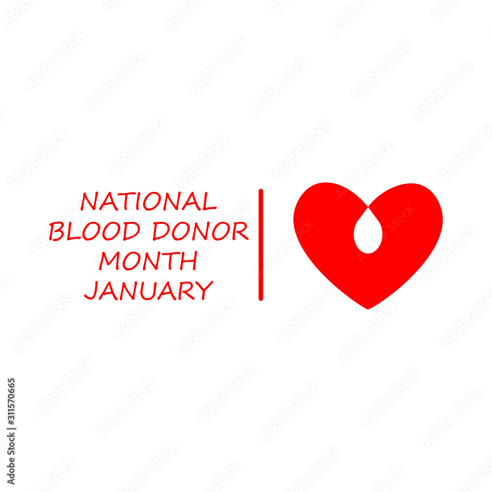 National Blood donor month January. Vector illustration on white background