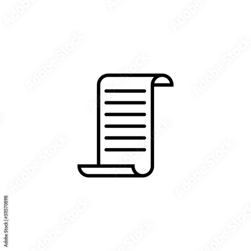 Vector receipt icon. Total bill purchase line icon
