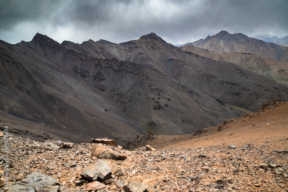 Trekking from Pshart valley to Madiyan in Tajikistan Pamir highway. Gumbezkul pass