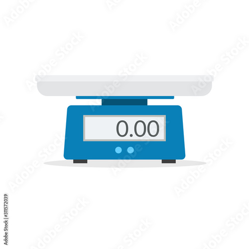 Domestic weigh scale food balance vector icon. Food weight kitchen illustration