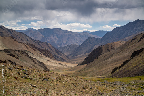 Fototapeta Naklejka Na Ścianę i Meble -  Trekking from Pshart valley through Gumbezkul pass to Madiyan in Tajikistan Pamir highway