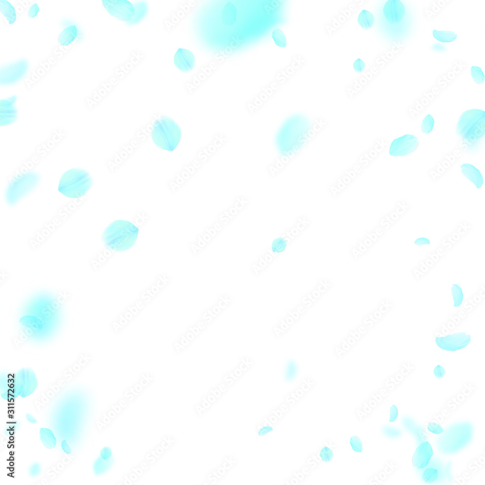 Turquoise flower petals falling down. Authentic ro Turquoise flower petals falling down. Authentic ro