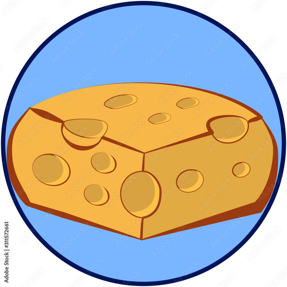 Fototapeta premium piece of cheese on blue background version 1