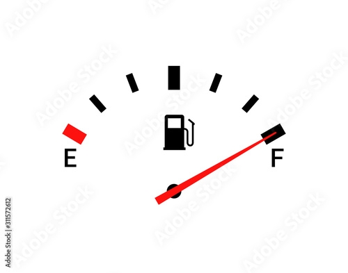 Fuel indicators gas meter. Gauge vector tank full icon. Car dial petrol gasoline dashboard