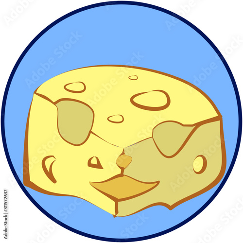 piece of cheese on blue background version 2