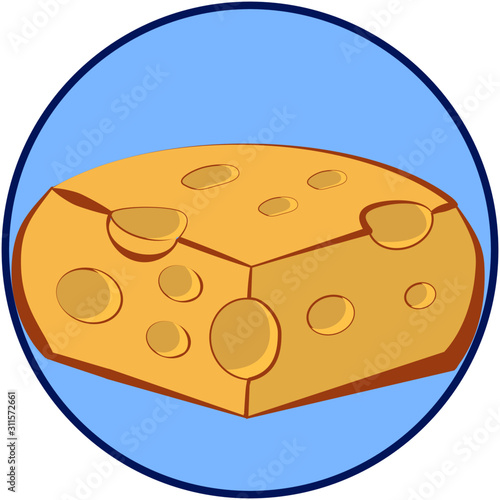 piece of cheese on blue background version 1