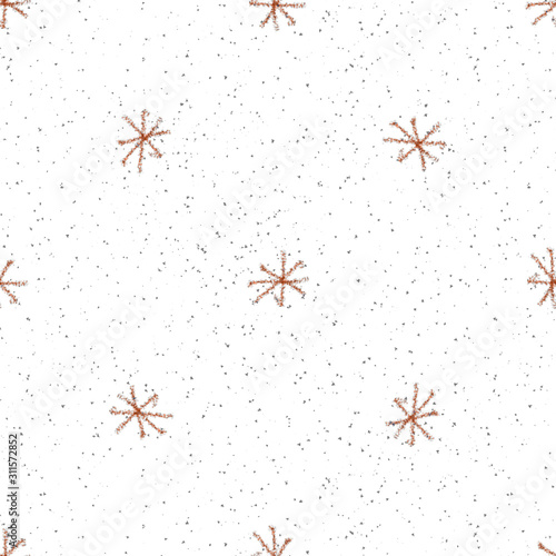 Hand Drawn red Snowflakes Christmas Seamless Patte © Begin Again