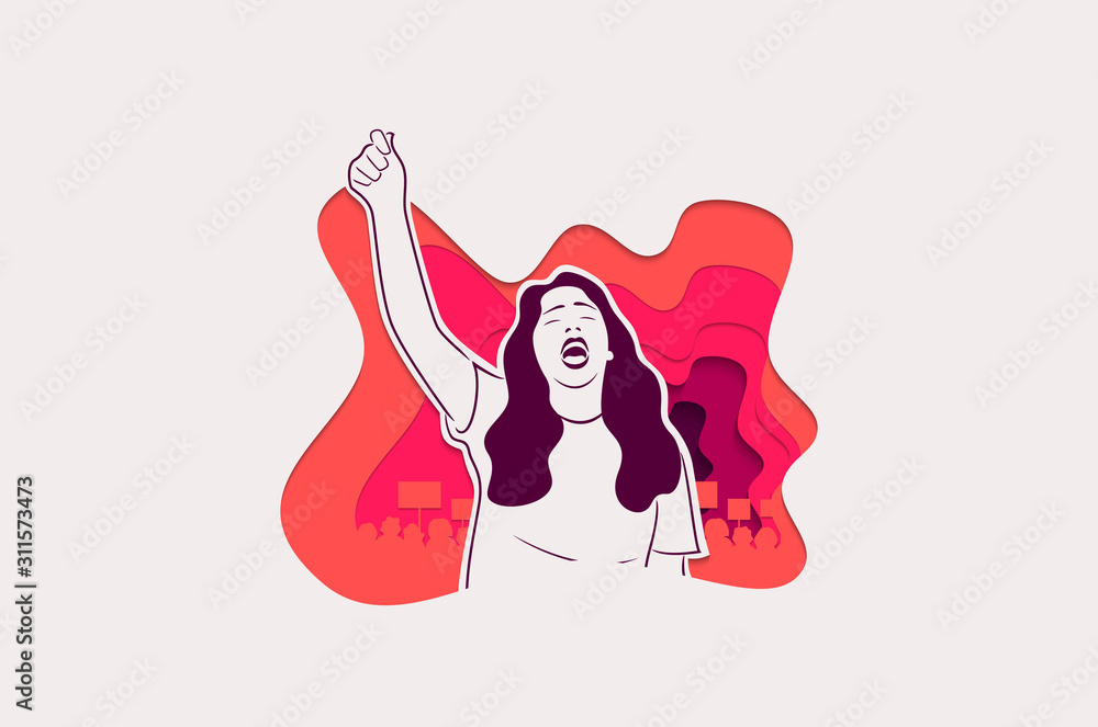 Feminism, girl power, International Women's Day concept. women protesting and vindicating their rights. Women empowerment. Paper cut Vector illustration. Feminism, girl power, International Women's Day concept. women protesting and vindicating their rights. Women empowerment. Paper cut Vector illustration.