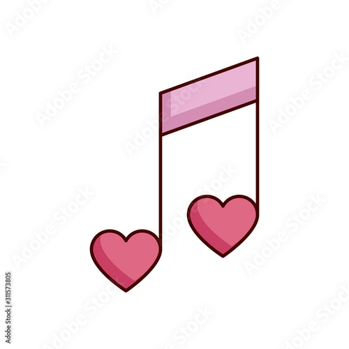 valentines day note music with hearts design