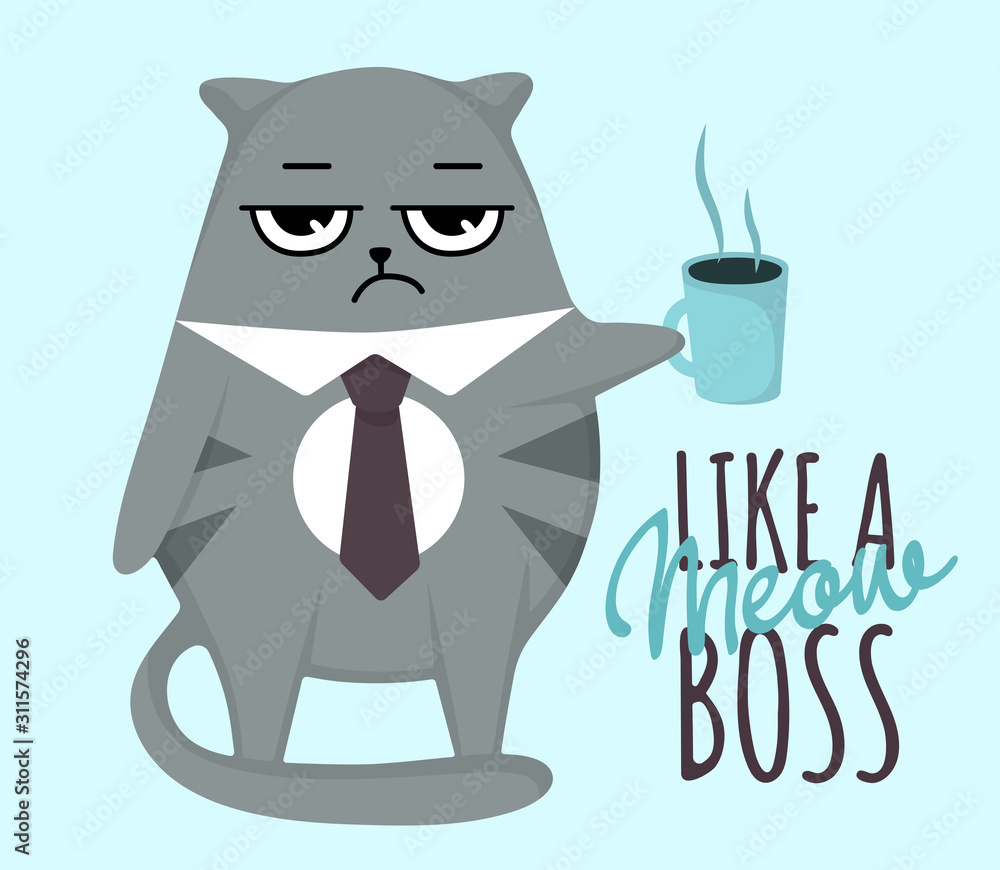 Grumpy character boss business cards with funny quotes lettering. Cartoon flat style for cards posters, social media. Vector | Adobe Stock