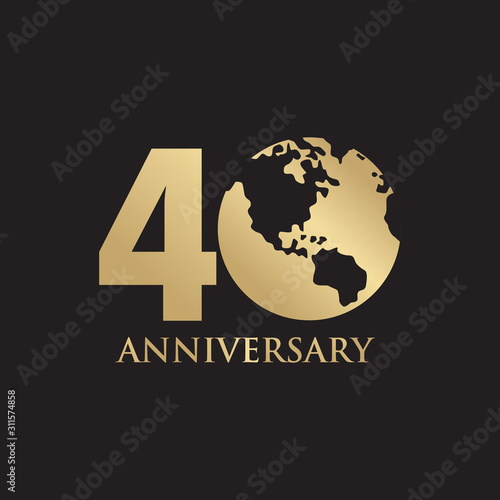 40th year anniversary emblem logo design vector template