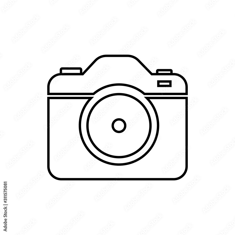 Camera icon with line art style. Isolated photo camera symbol. Vector illustration. Camera icon with line art style. Isolated photo camera symbol. Vector illustration.